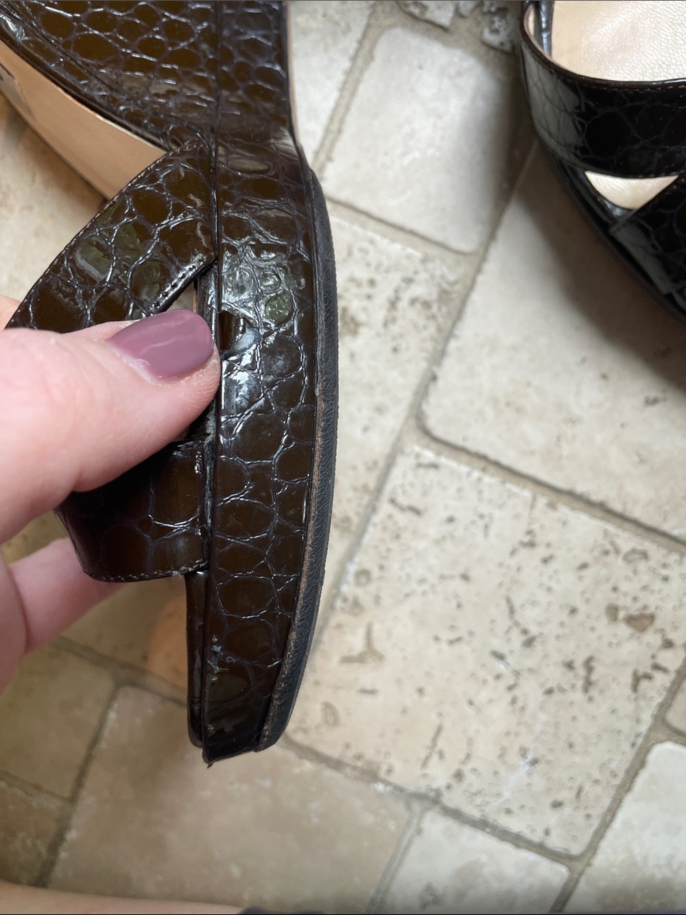 Jimmy Choo Brown Croc-Embossed Leather Platform Sandals Reinforced 42 - Picture 15 of 15